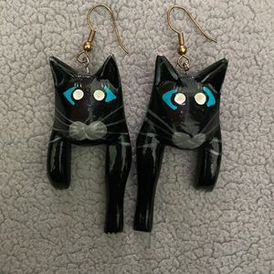 Folk art Painted Cat Earrings